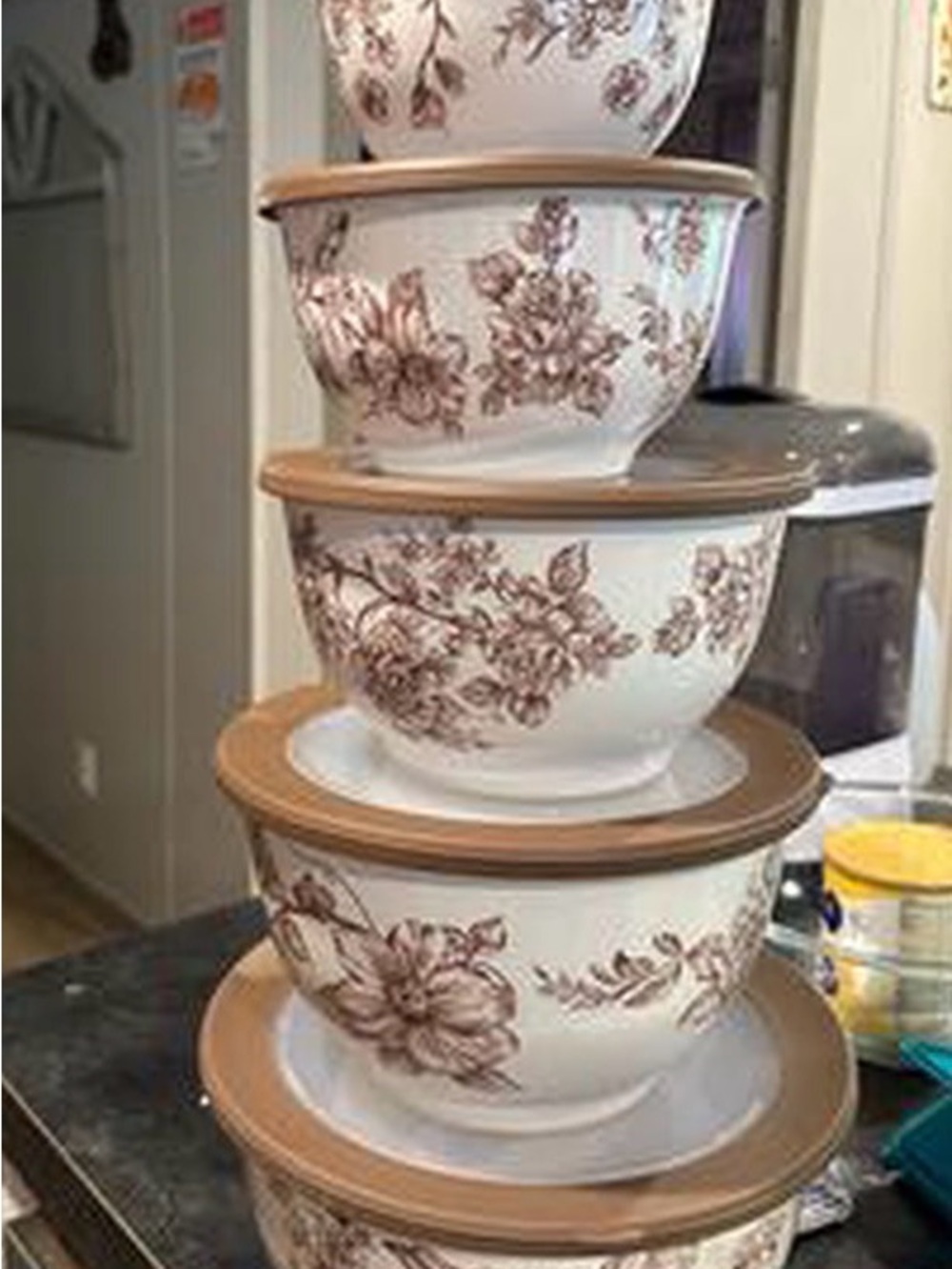 Pioneer Woman Agatha Brown 10 Piece Nesting Bowl Set Melamine